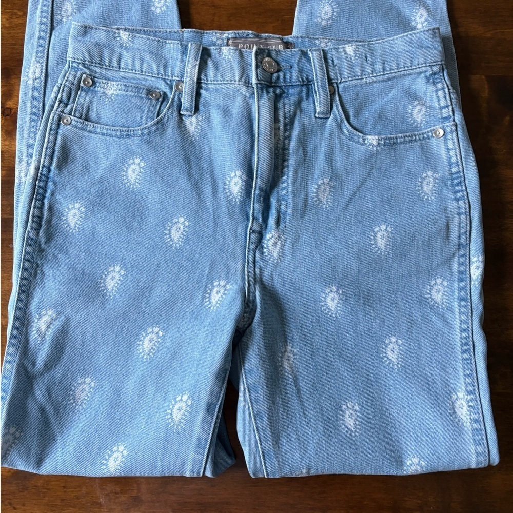 Point Sur J Crew Blue Little Paisley Straight Leg Jeans